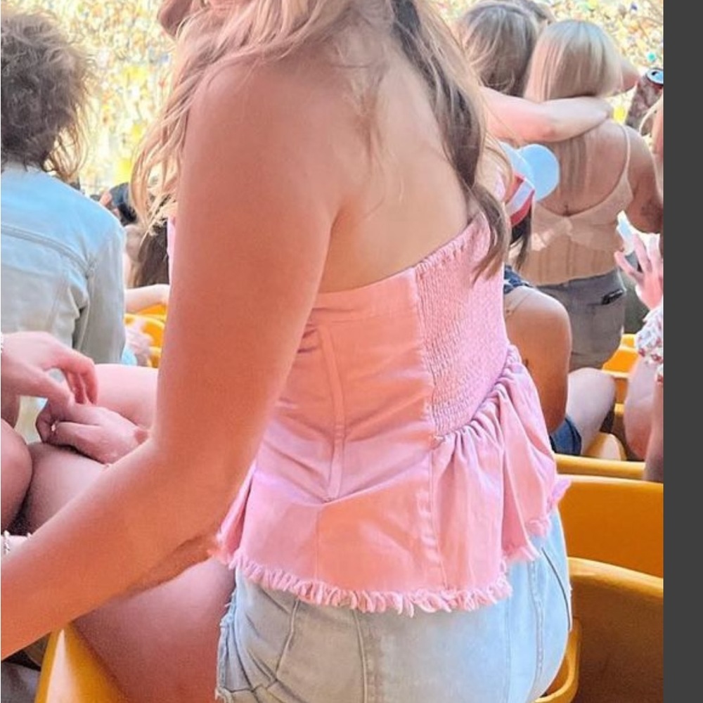 Free people corset ruffle top in pink